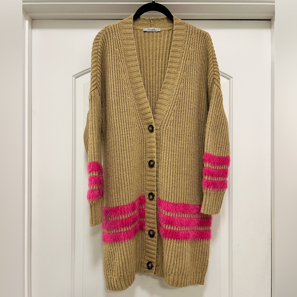 Niccolai Cardigan with Faux Fur Stripes